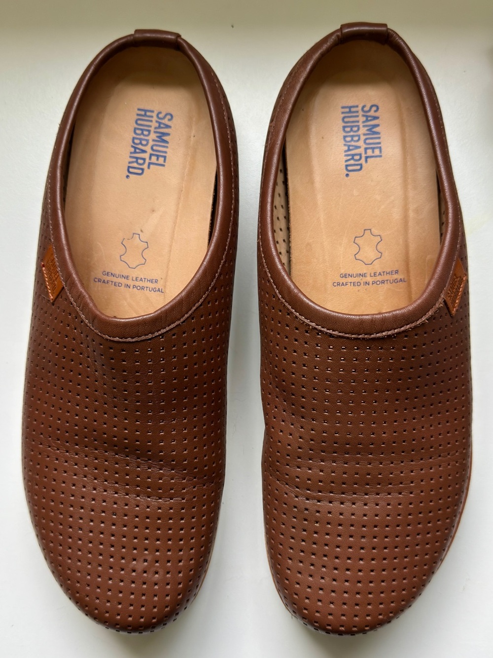 Samuel Hubbard Samsport Perforated Leather Clogs Mules Brown Women’s 10